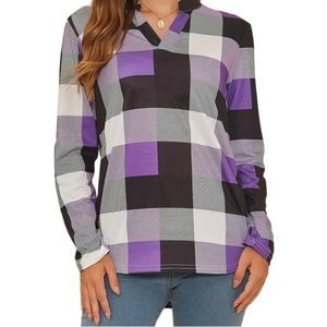 NWT Womens Purple Plaid Tunic Top XXL